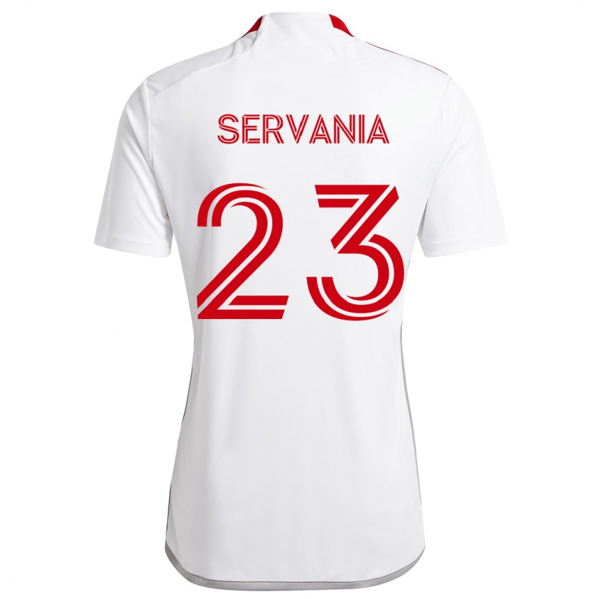 Kids Football Brandon Servania #23 White Red Away Jersey 2024/25 T-Shirt