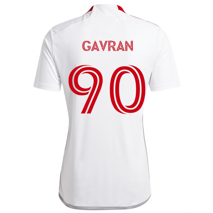 Kids Football Luka Gavran #90 White Red Away Jersey 2024/25 T-Shirt