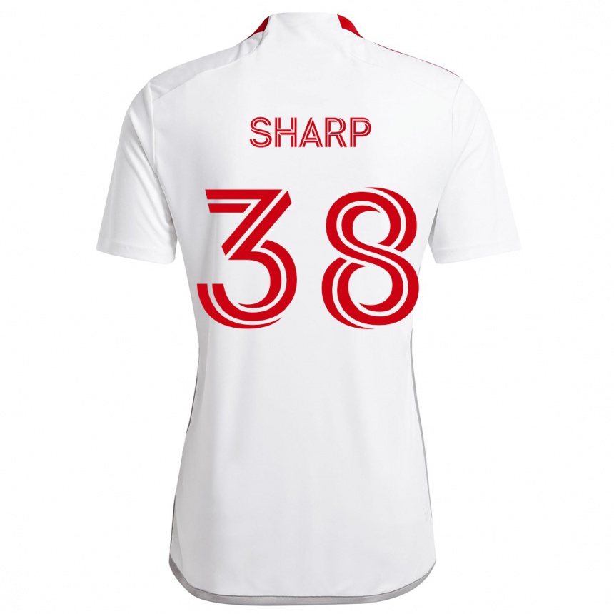 Kids Football Charlie Sharp #38 White Red Away Jersey 2024/25 T-Shirt