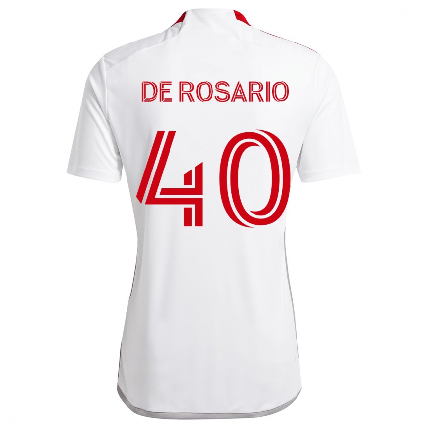 Kids Football Adisa De Rosario #40 White Red Away Jersey 2024/25 T-Shirt