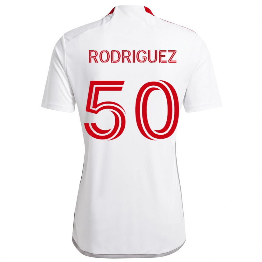 Kids Football Abraham Rodriguez #50 White Red Away Jersey 2024/25 T-Shirt