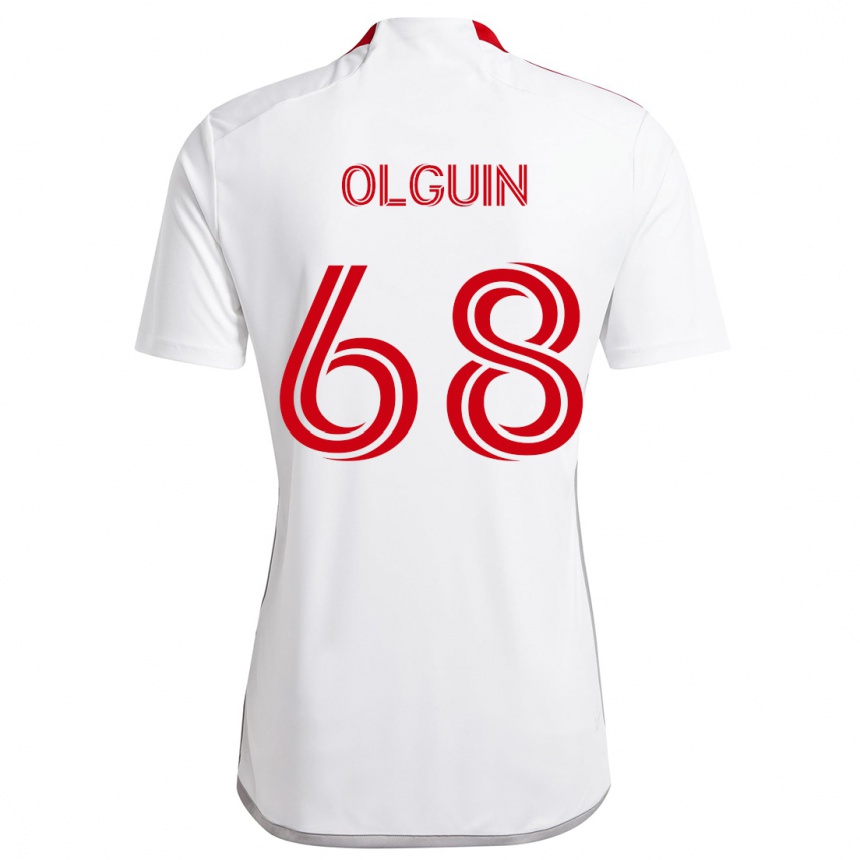 Kids Football Lucas Olguin #68 White Red Away Jersey 2024/25 T-Shirt