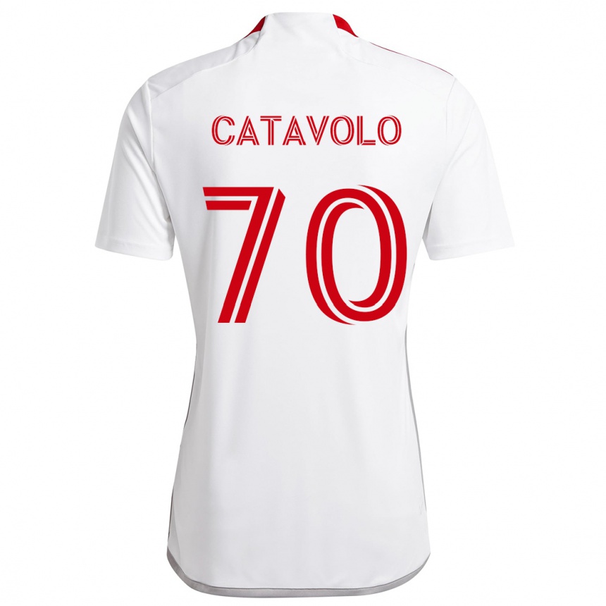 Kids Football Matthew Catavolo #70 White Red Away Jersey 2024/25 T-Shirt