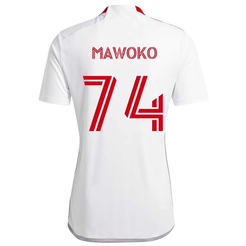 Kids Football Kundai Mawoko #74 White Red Away Jersey 2024/25 T-Shirt