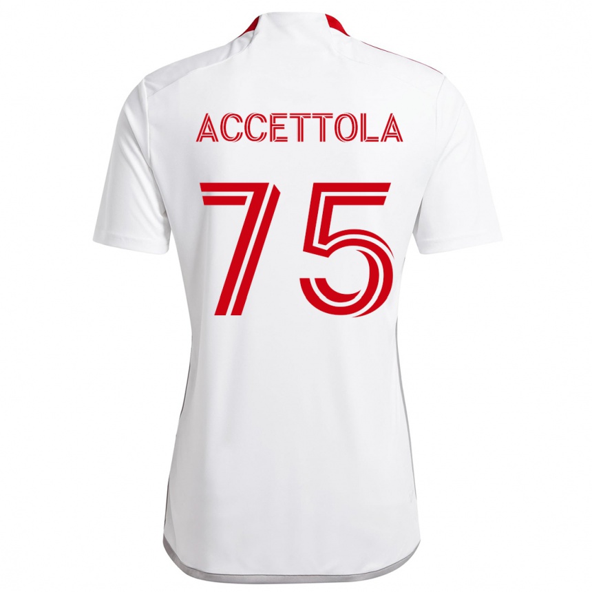 Kids Football Luca Accettola #75 White Red Away Jersey 2024/25 T-Shirt