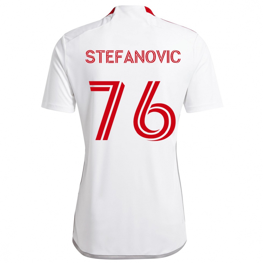 Kids Football Lazar Stefanovic #76 White Red Away Jersey 2024/25 T-Shirt