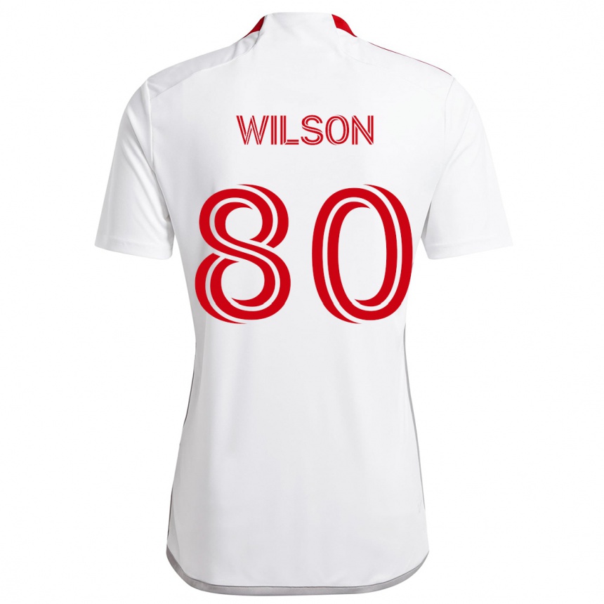 Kids Football Shafique Wilson #80 White Red Away Jersey 2024/25 T-Shirt