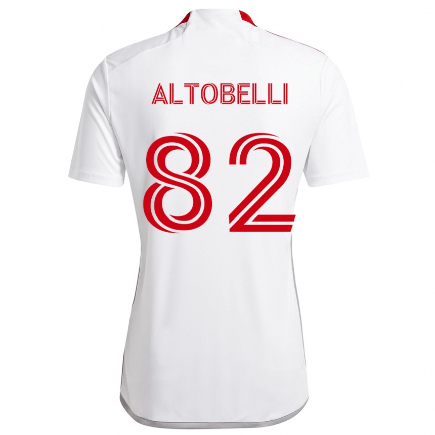 Kids Football Julian Altobelli #82 White Red Away Jersey 2024/25 T-Shirt