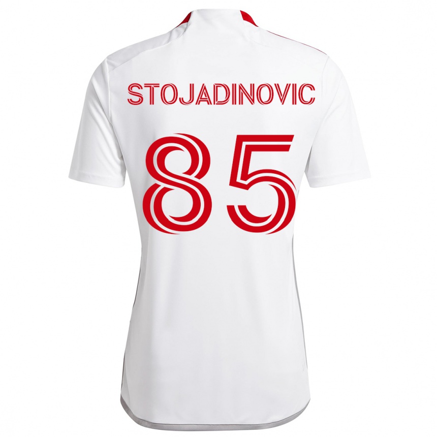 Kids Football Marko Stojadinovic #85 White Red Away Jersey 2024/25 T-Shirt