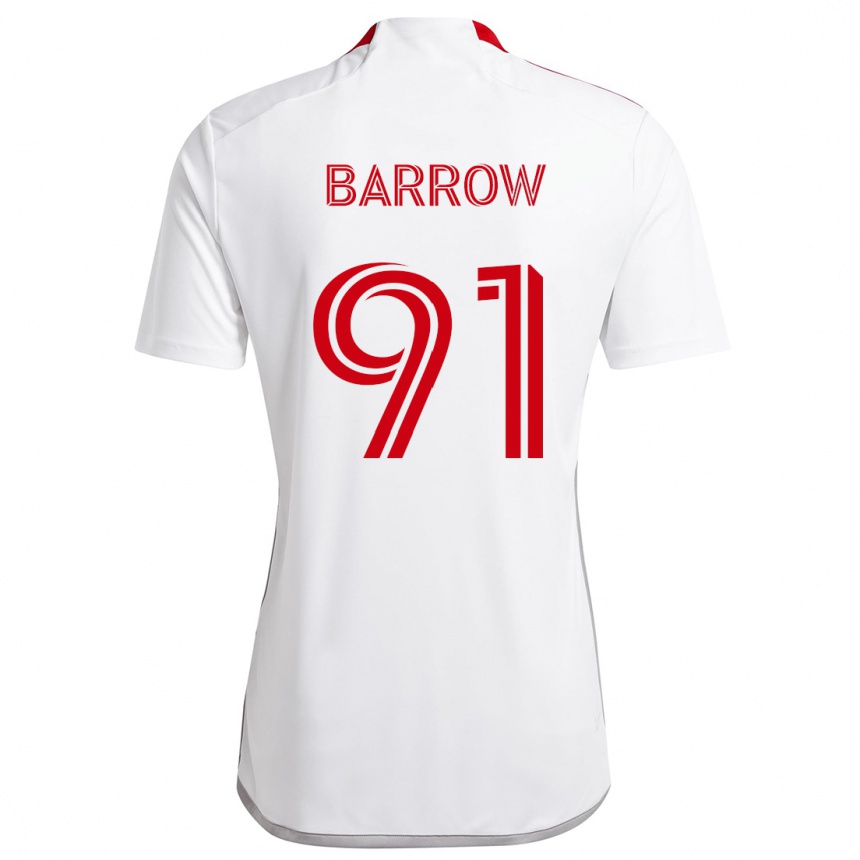 Kids Football Dékwon Barrow #91 White Red Away Jersey 2024/25 T-Shirt