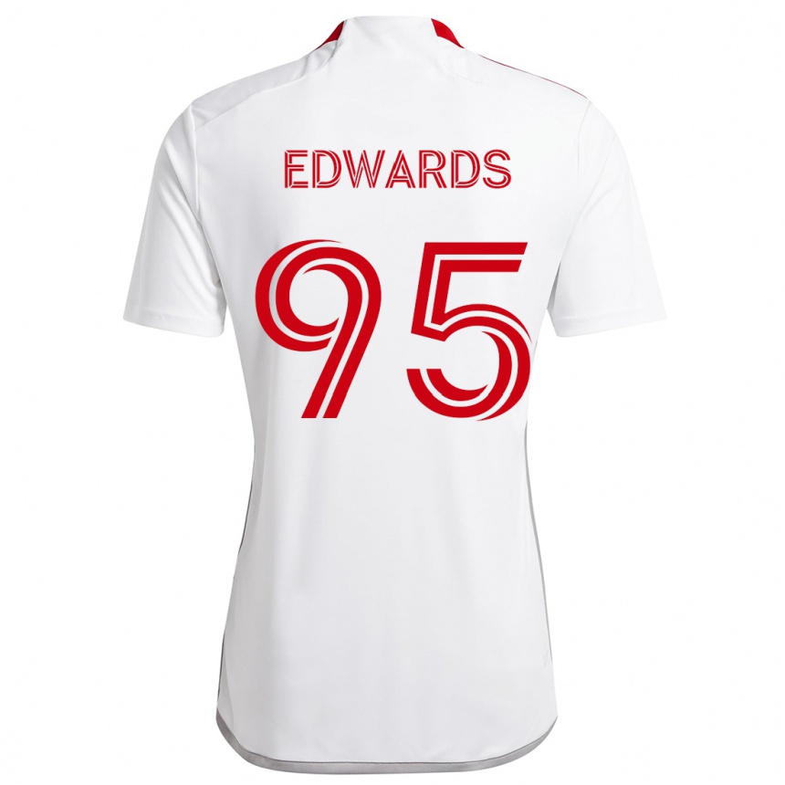 Kids Football Nathaniel Edwards #95 White Red Away Jersey 2024/25 T-Shirt