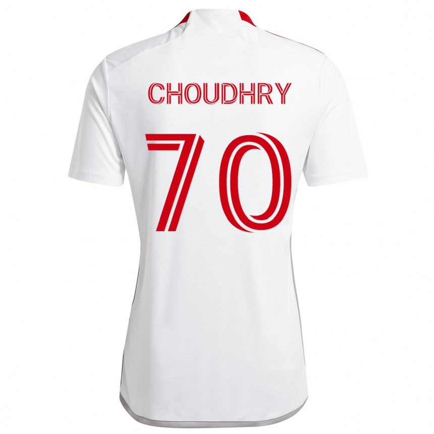 Kids Football Benjamin Choudhry #70 White Red Away Jersey 2024/25 T-Shirt