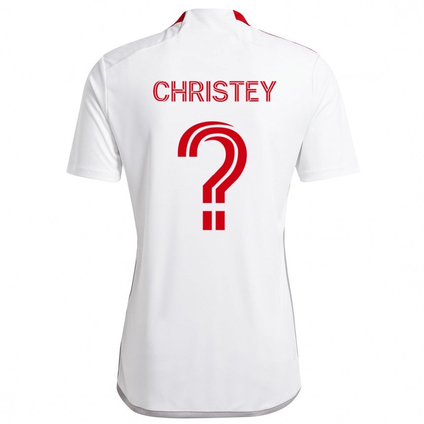 Kids Football Quentin Christey #0 White Red Away Jersey 2024/25 T-Shirt