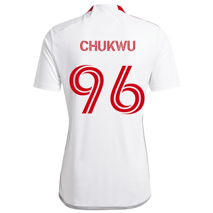 Kids Football Richard Chukwu #96 White Red Away Jersey 2024/25 T-Shirt