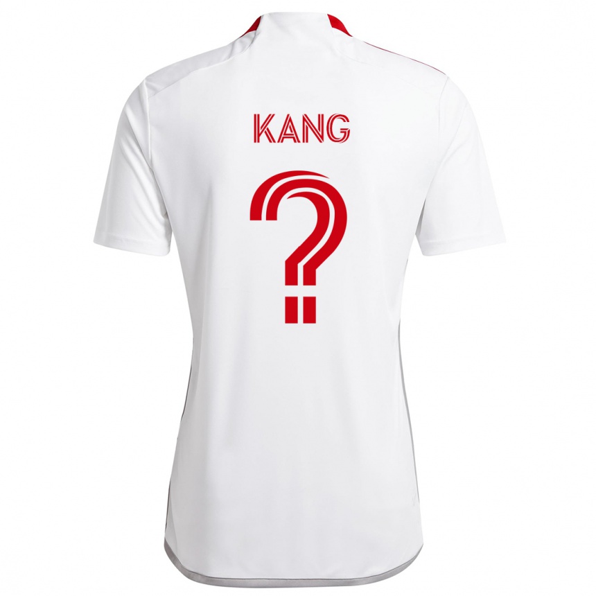 Kids Football Ethan Kang #0 White Red Away Jersey 2024/25 T-Shirt