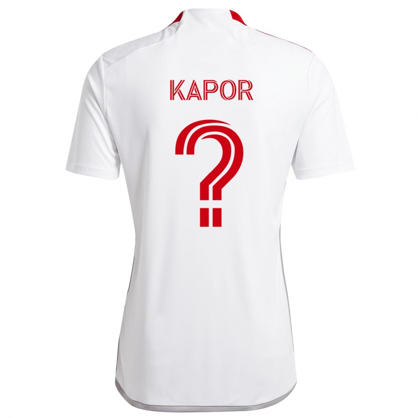 Kids Football Stefan Kapor #0 White Red Away Jersey 2024/25 T-Shirt