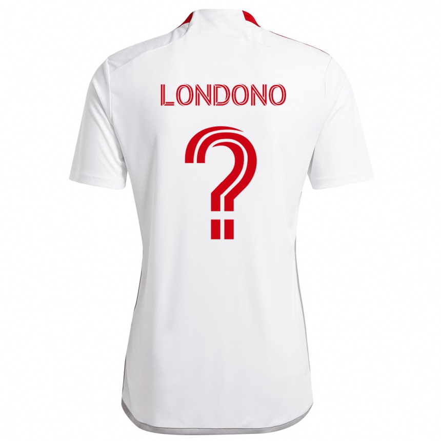 Kids Football Tyler Londono #0 White Red Away Jersey 2024/25 T-Shirt