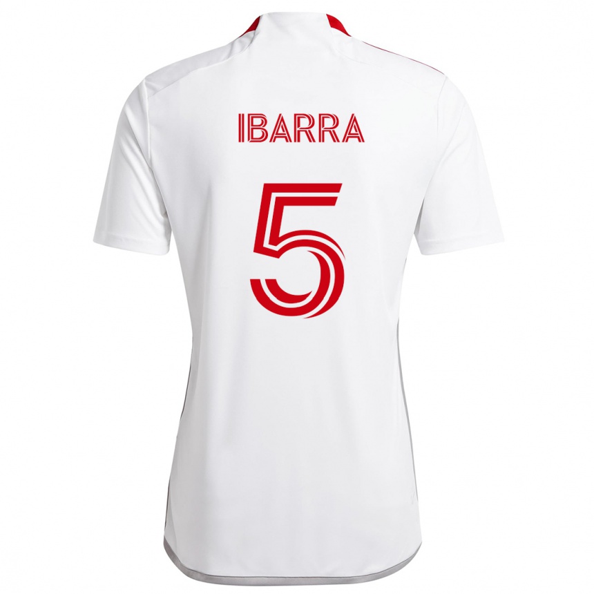 Kids Football Franco Ibarra #5 White Red Away Jersey 2024/25 T-Shirt