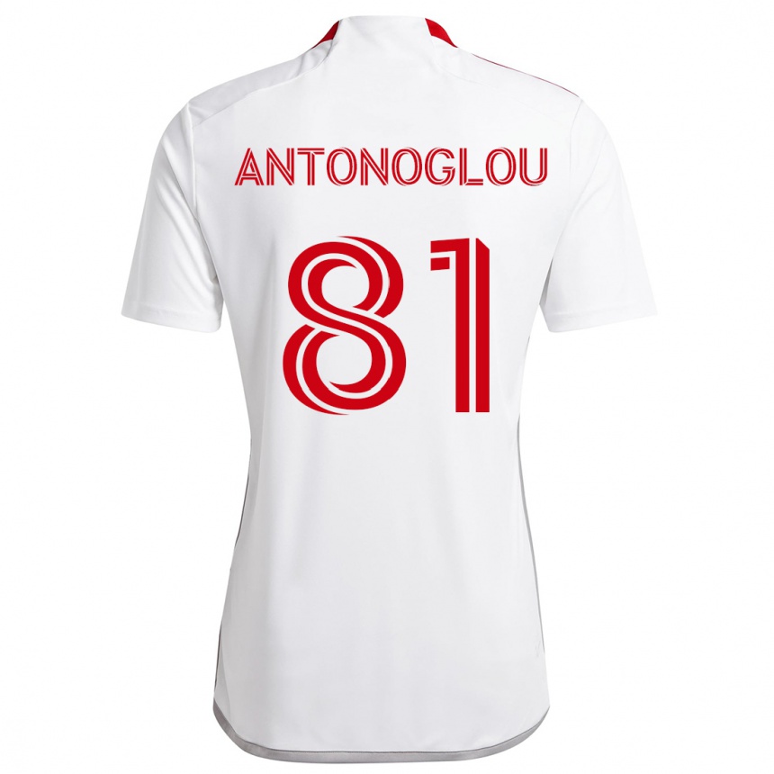 Kids Football Themi Antonoglou #81 White Red Away Jersey 2024/25 T-Shirt