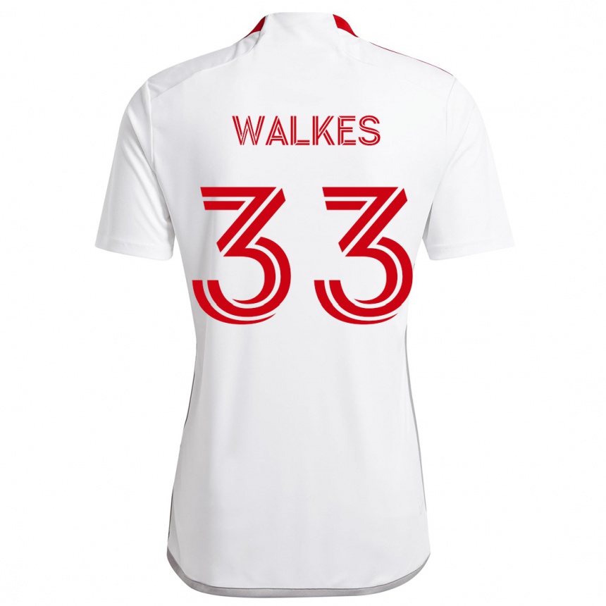 Kids Football Reshaun Walkes #33 White Red Away Jersey 2024/25 T-Shirt