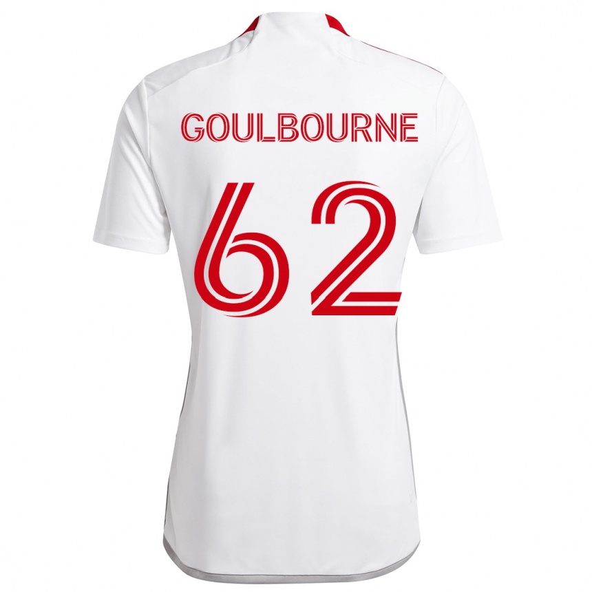 Kids Football Rohan Goulbourne #62 White Red Away Jersey 2024/25 T-Shirt