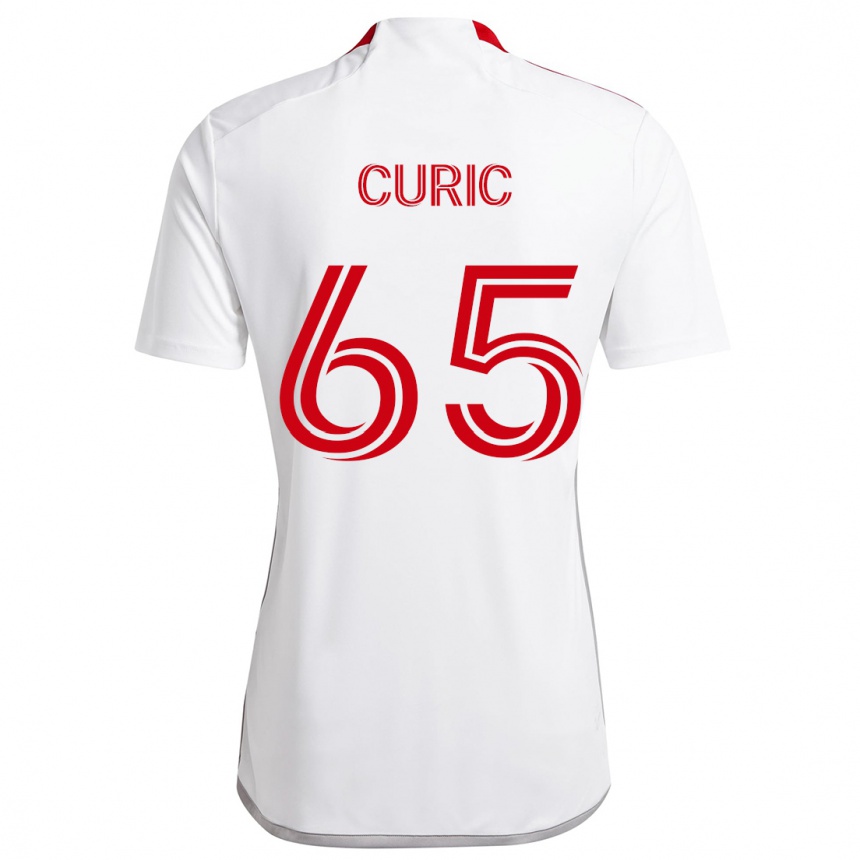 Kids Football Antony Curic #65 White Red Away Jersey 2024/25 T-Shirt