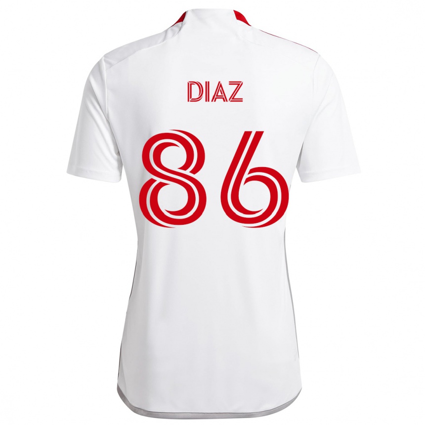 Kids Football Alec Díaz #86 White Red Away Jersey 2024/25 T-Shirt