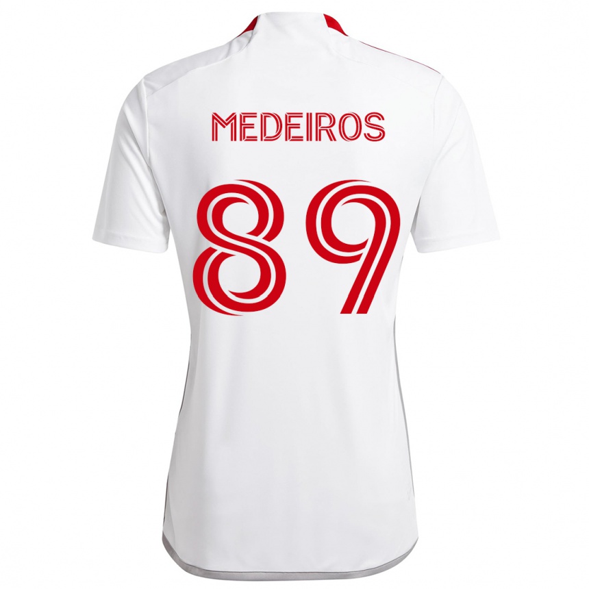 Kids Football Matthew Medeiros #89 White Red Away Jersey 2024/25 T-Shirt