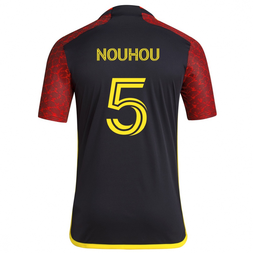 Kids Football Nouhou #5 Red Black Away Jersey 2024/25 T-Shirt