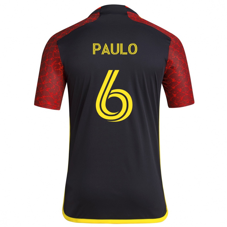 Kids Football João Paulo #6 Red Black Away Jersey 2024/25 T-Shirt