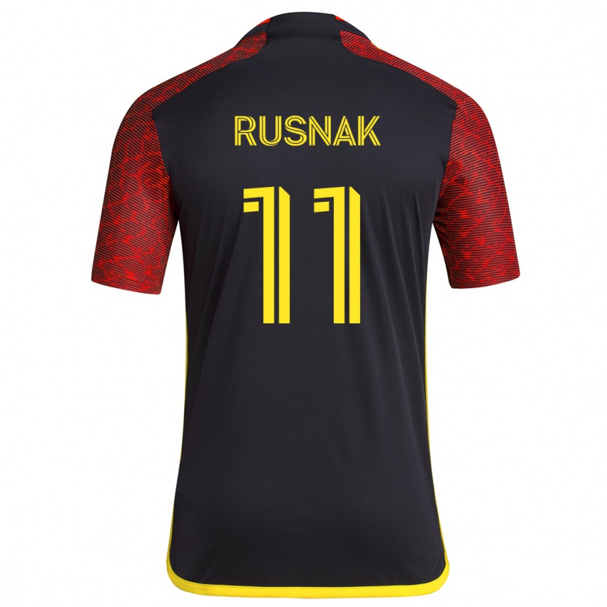 Kids Football Albert Rusnák #11 Red Black Away Jersey 2024/25 T-Shirt