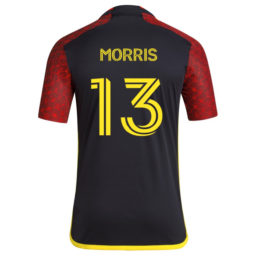 Kids Football Jordan Morris #13 Red Black Away Jersey 2024/25 T-Shirt