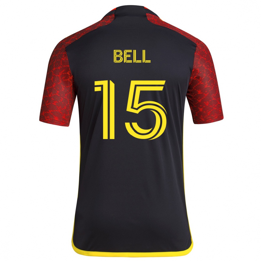 Kids Football Jon Bell #15 Red Black Away Jersey 2024/25 T-Shirt