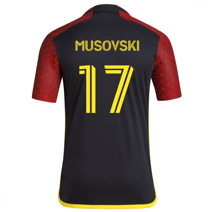 Kids Football Danny Musovski #17 Red Black Away Jersey 2024/25 T-Shirt