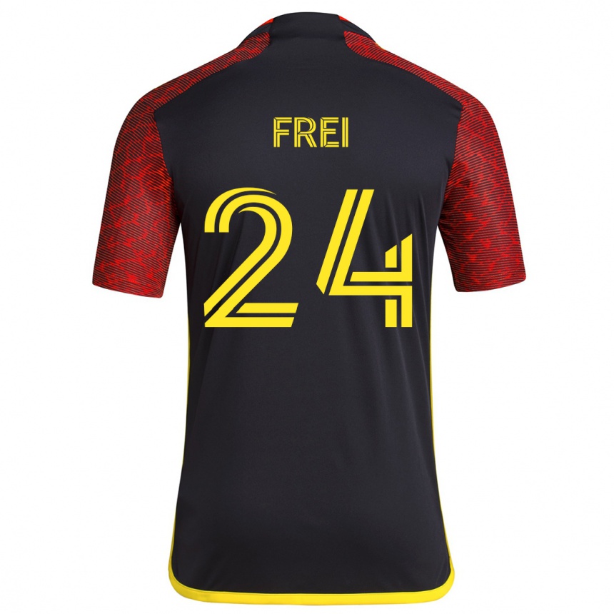 Kids Football Stefan Frei #24 Red Black Away Jersey 2024/25 T-Shirt