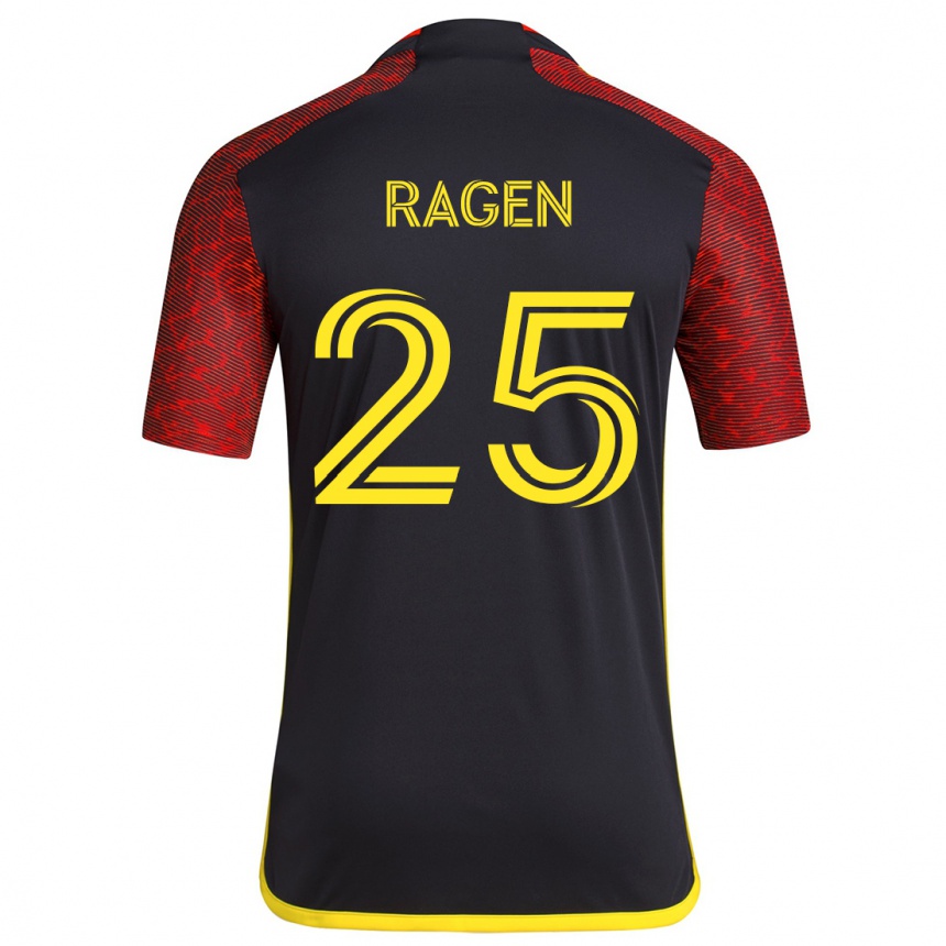 Kids Football Jackson Ragen #25 Red Black Away Jersey 2024/25 T-Shirt