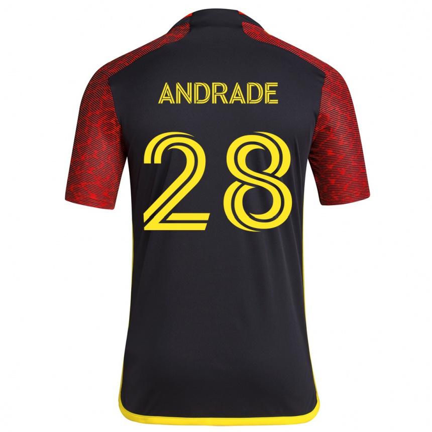 Kids Football Yeimar Gómez Andrade #28 Red Black Away Jersey 2024/25 T-Shirt