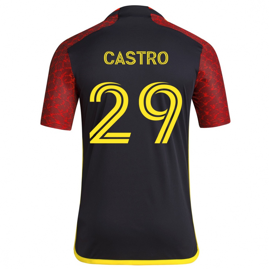 Kids Football Jacob Castro #29 Red Black Away Jersey 2024/25 T-Shirt