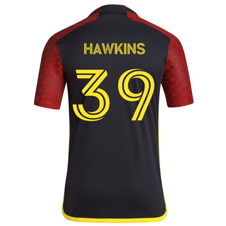 Kids Football Stuart Hawkins #39 Red Black Away Jersey 2024/25 T-Shirt