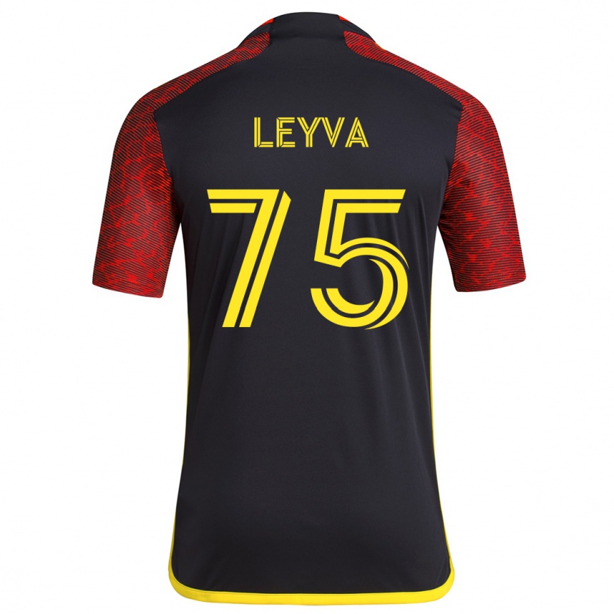 Kids Football Danny Leyva #75 Red Black Away Jersey 2024/25 T-Shirt