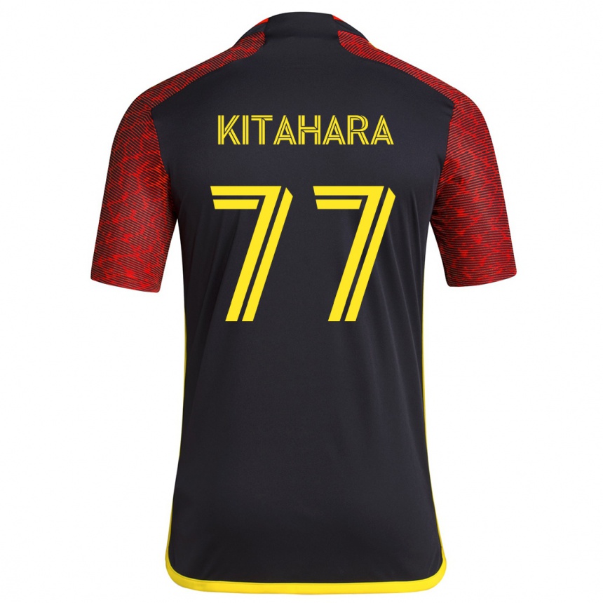 Kids Football Sota Kitahara #77 Red Black Away Jersey 2024/25 T-Shirt