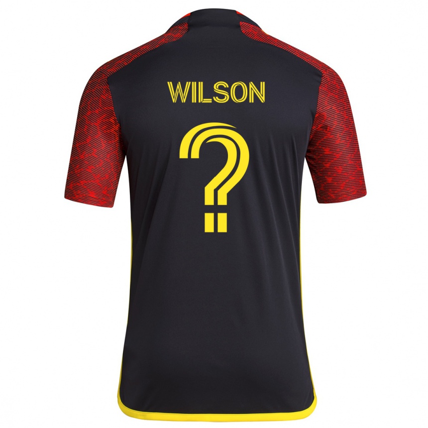 Kids Football Trevor Wilson #0 Red Black Away Jersey 2024/25 T-Shirt