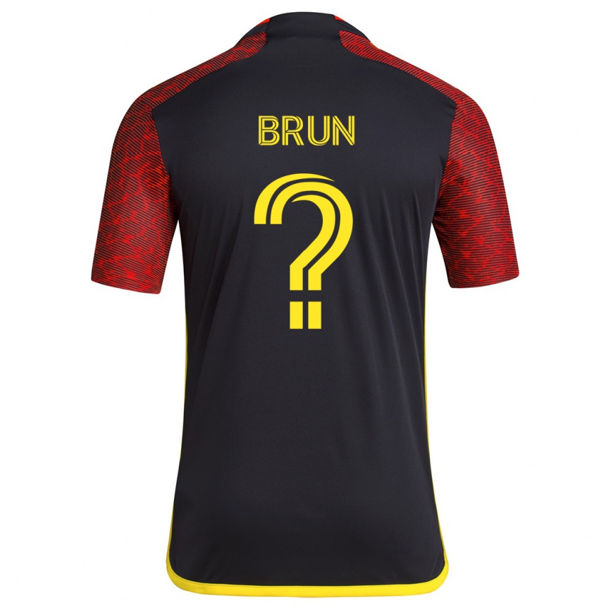 Kids Football Shaun Brun #0 Red Black Away Jersey 2024/25 T-Shirt