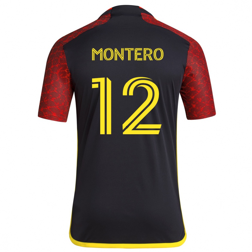 Kids Football Fredy Montero #12 Red Black Away Jersey 2024/25 T-Shirt