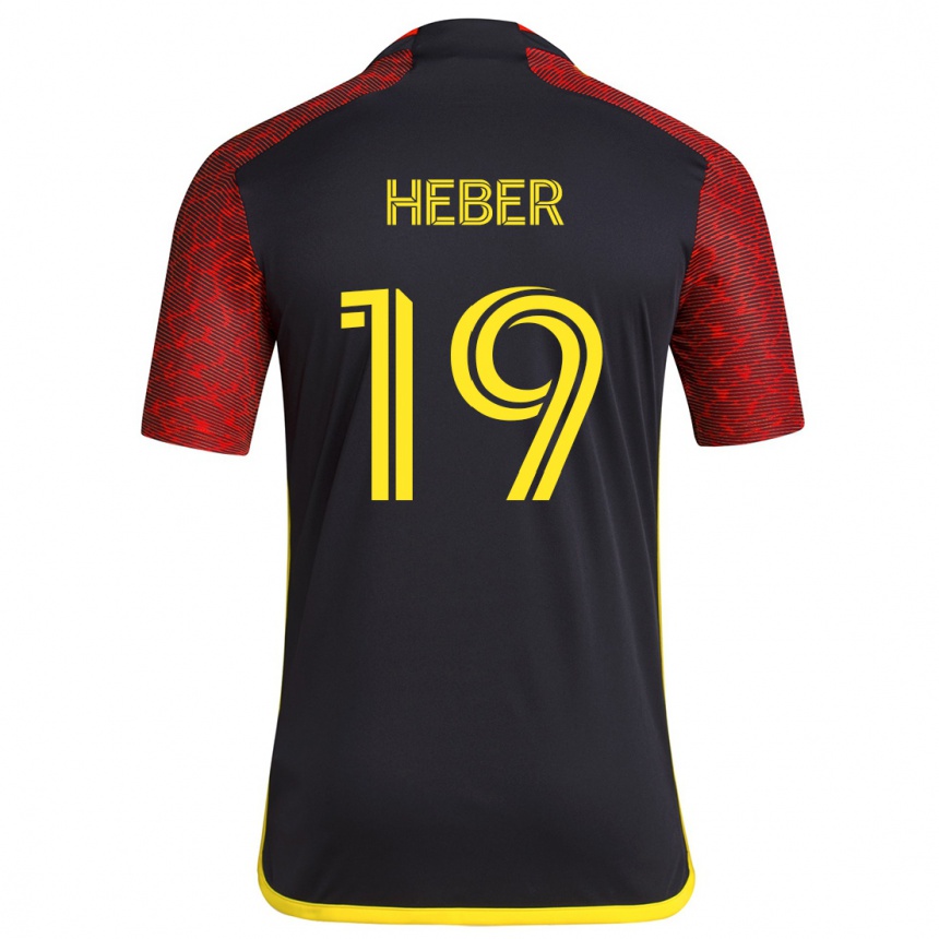 Kids Football Héber #19 Red Black Away Jersey 2024/25 T-Shirt