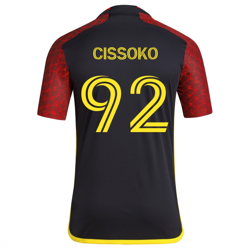 Kids Football Abdoulaye Cissoko #92 Red Black Away Jersey 2024/25 T-Shirt