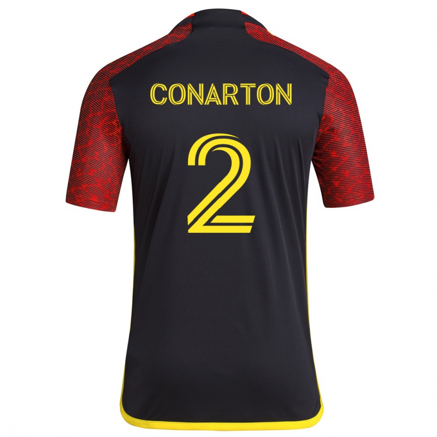 Kids Football Alyssa Conarton #2 Red Black Away Jersey 2024/25 T-Shirt