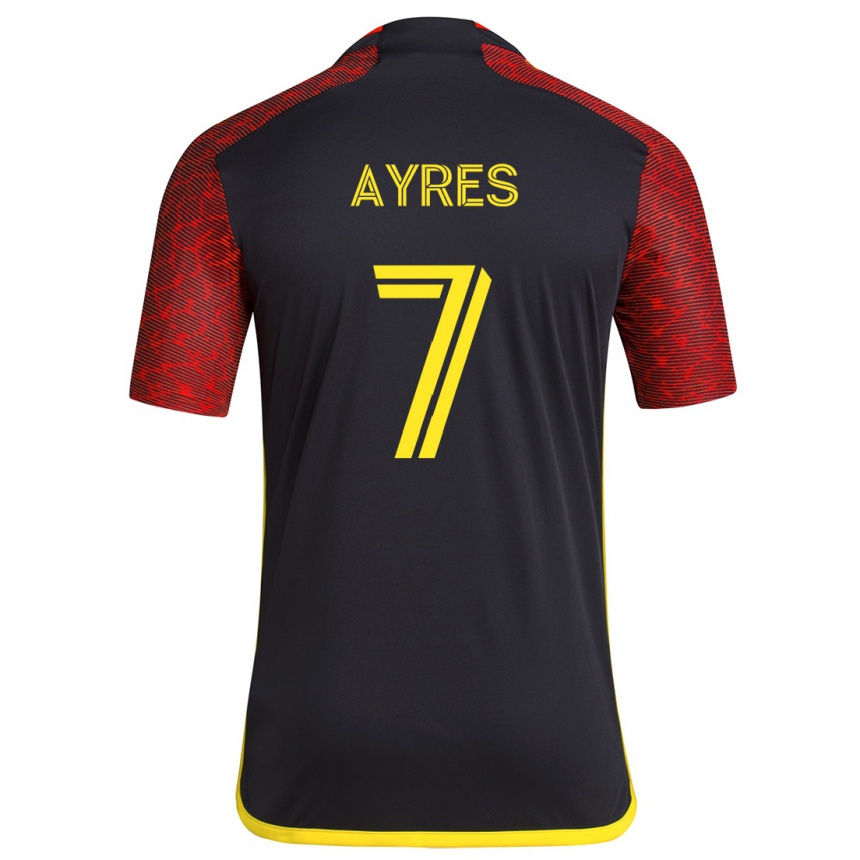 Kids Football Melina Ayres #7 Red Black Away Jersey 2024/25 T-Shirt