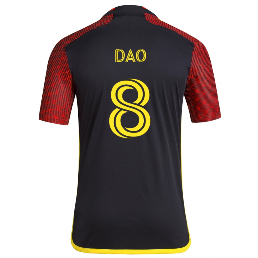 Kids Football Kaylee Dao #8 Red Black Away Jersey 2024/25 T-Shirt