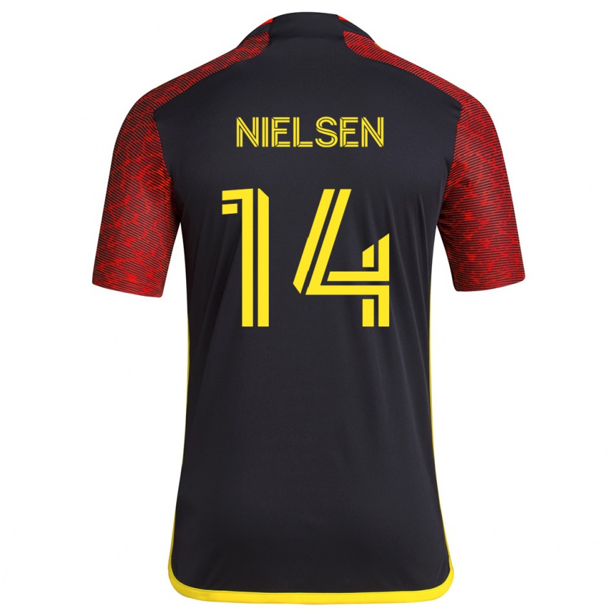 Kids Football Taylor Nielsen #14 Red Black Away Jersey 2024/25 T-Shirt